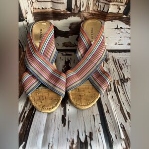 Madden girl sandals women’s 9 nautic cork striped platform wedge shoes